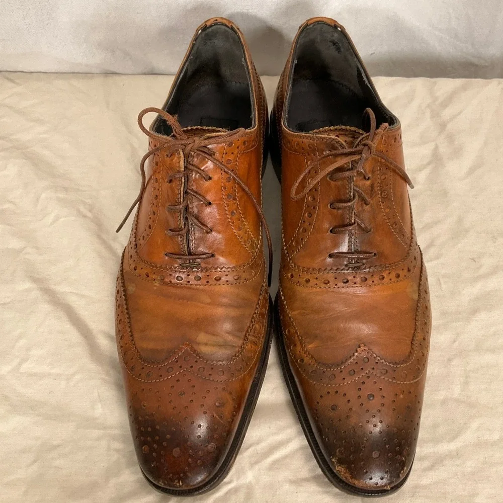 To Boot New York Adam‎ Derrick Mens 8 Brown Leather Wingtip Oxford Dress Italy